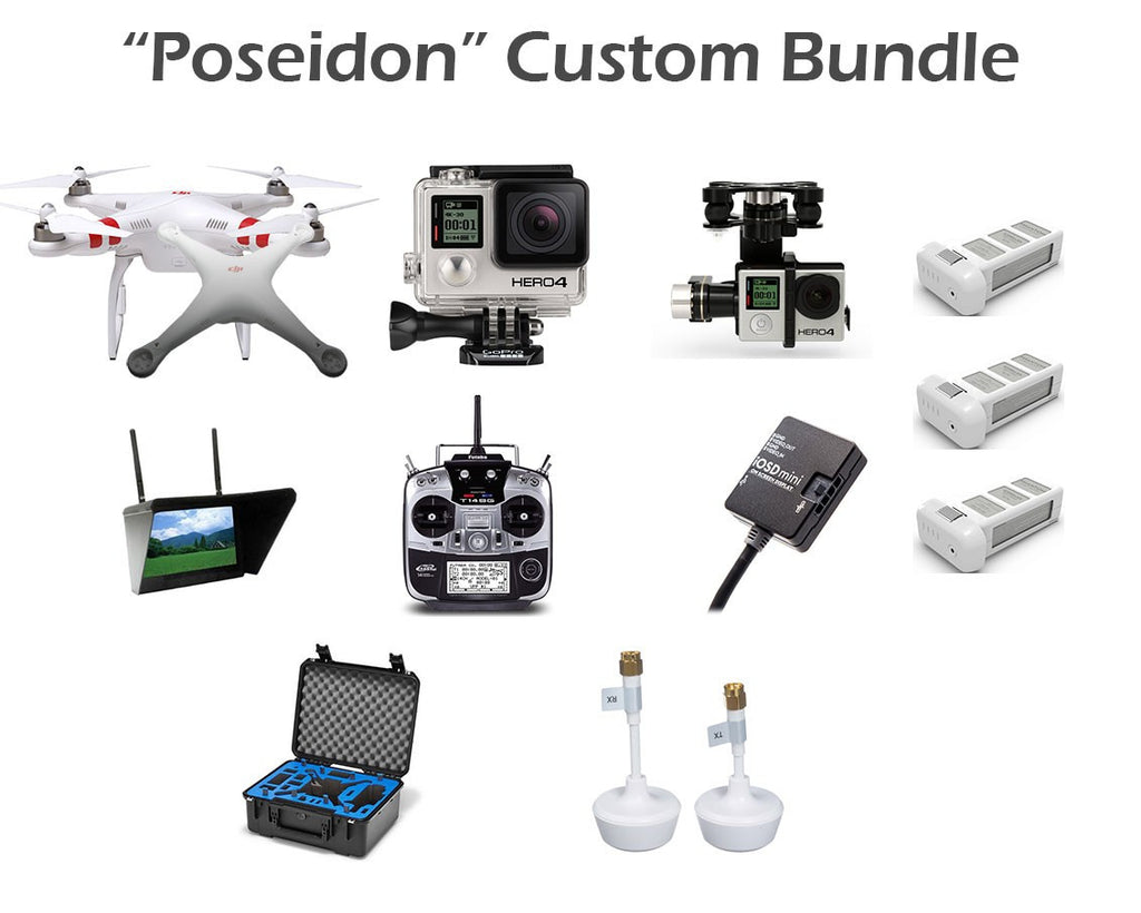 Poseidon Aerial Kit DJI Phantom 2 Zenmuse H4 3D GoPro HERO4 Deluxe Aerial FPV Package Matte Black